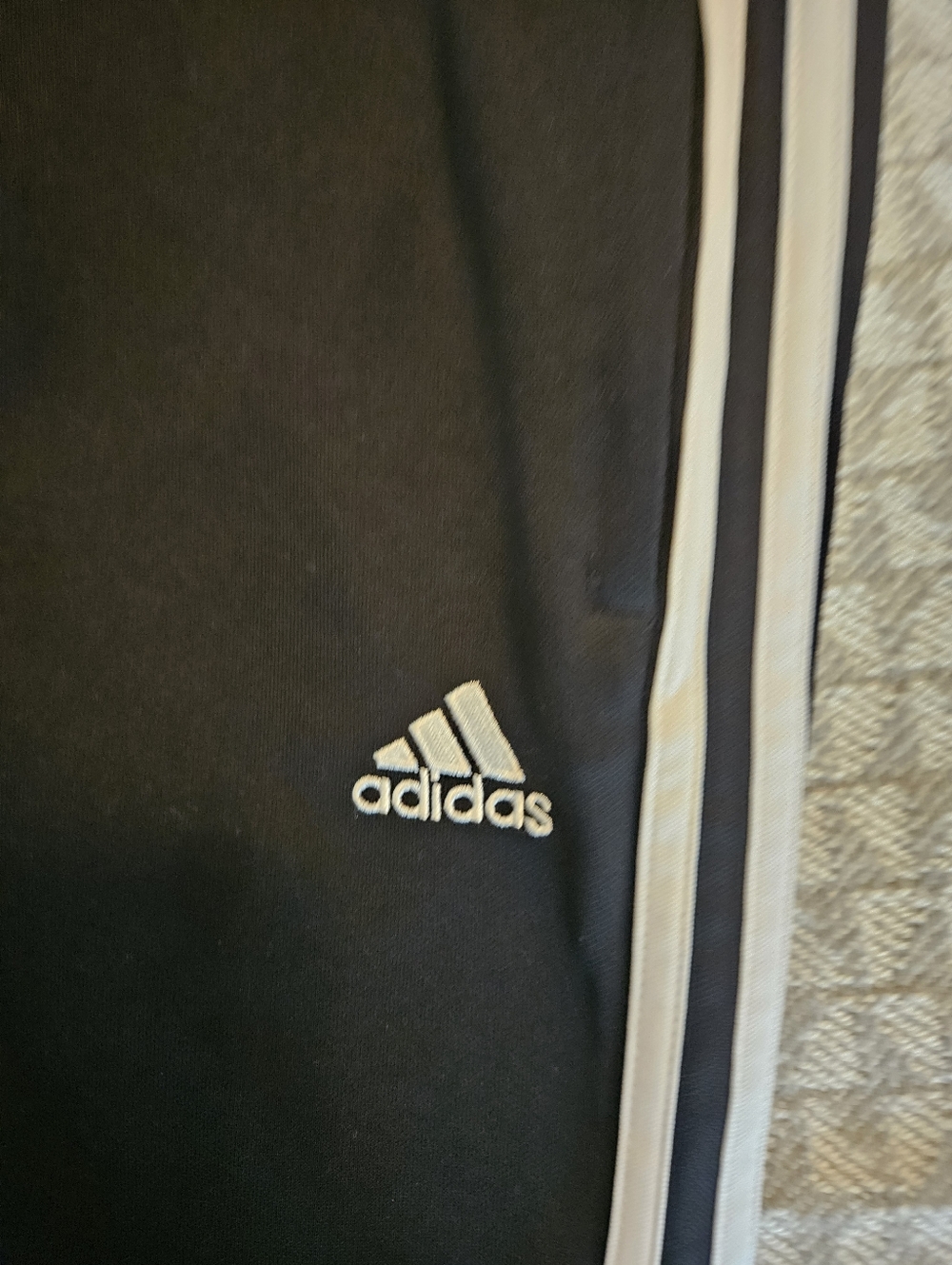 TWO Pairs adidas Black Athletic Joggers with White and Purple Trim - Picture 12 of 13